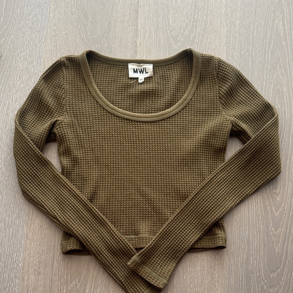 Madewell MWL Olive Waffle Knit Top